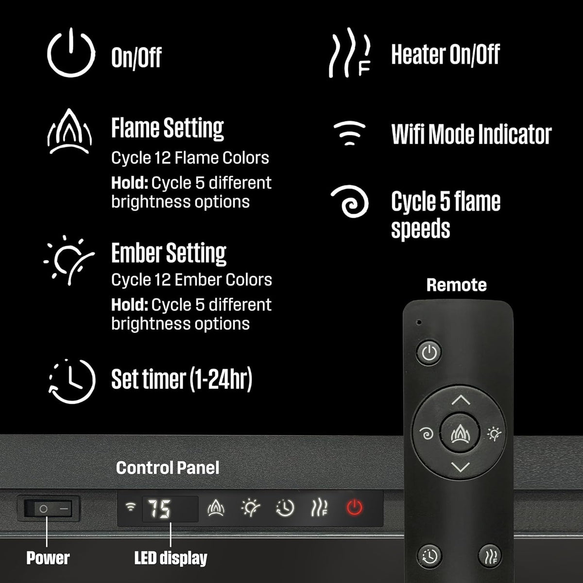 74 Inch Electric Fireplace Heater