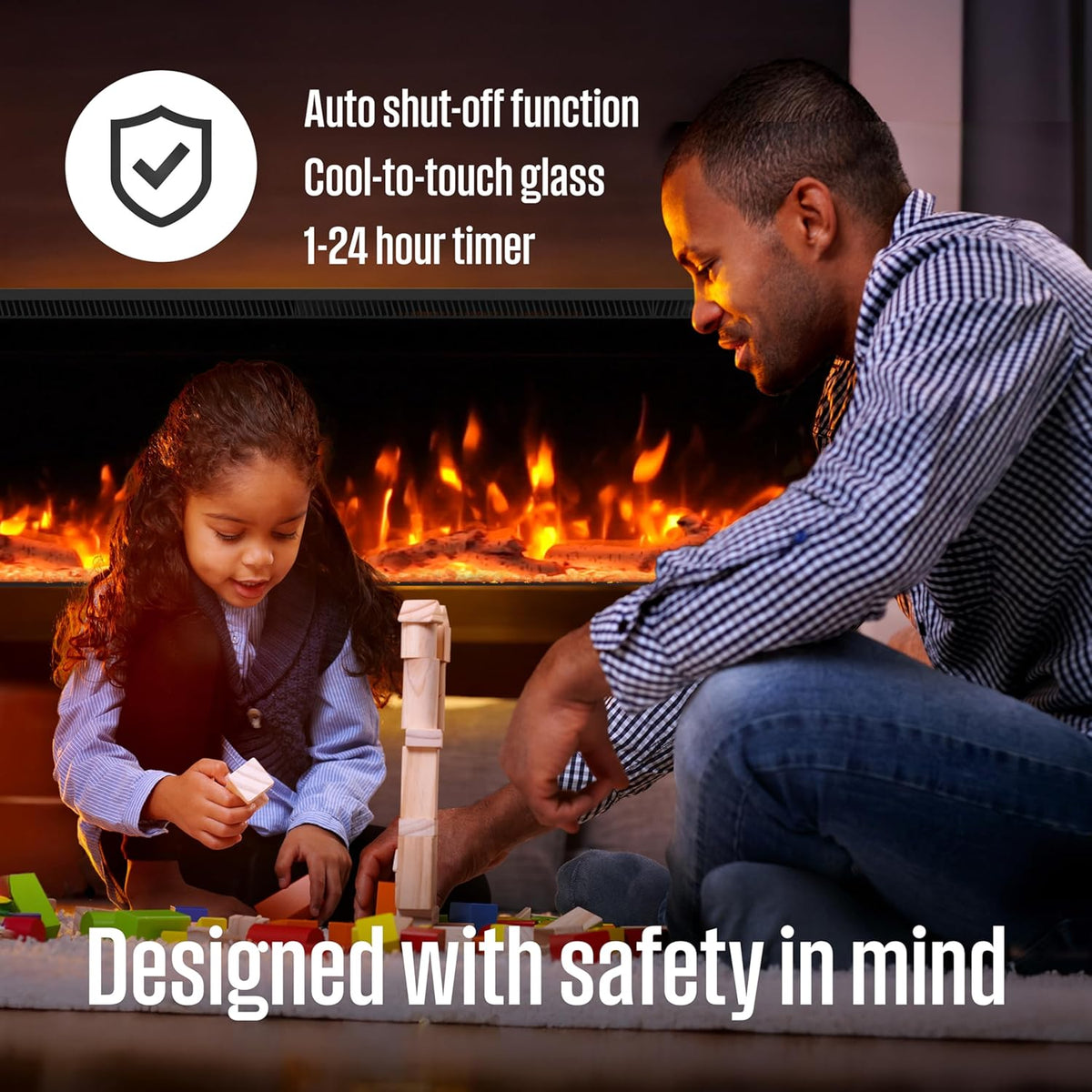 60 Inch 3 Sided Electric Fireplace Heater